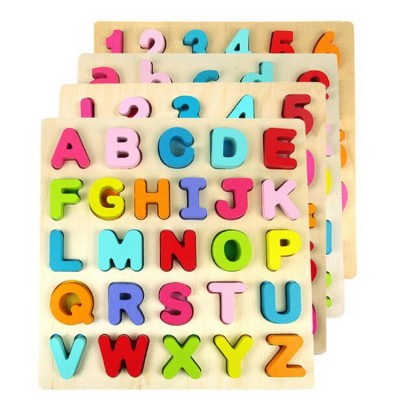 Kids Learning Toys Wooden Alphabet Number Puzzles Educational Jigsaw Puzzle Magnetic Board Set